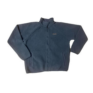 Columbia Men’s XL Blue Sherpa Fleece Zip Jacket Cozy Winter Outdoor Warm